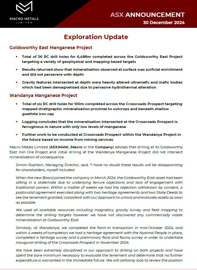 ChuckChunder007's tweet image. #M4M $M4M uses the holiday period to slip out news of 40 drill hole dusters following a big share price pump during December. Even more remarkable was the ~70 million  shares tipped out into the market within 1 hour of this announcement.