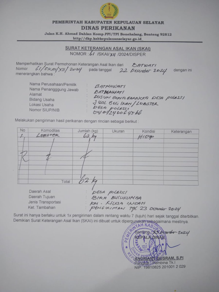 NSabidullah's tweet photo. Laporan produksi an Batmawati anggota pokdakan Batu Kallong desa Polassi Kec.Bontosikuyu  penjualan lobster jenis mutiara dan pasir sebanyak 62 kg tujuan mksr ,berat rata2 0,3 -1 up kg Harga 350- 450 rb @BRPBAP3_Maros #luhlapor #GiatLuhkanSatminkalMaros #Selayar https://t.co/DglgfSR4Ae