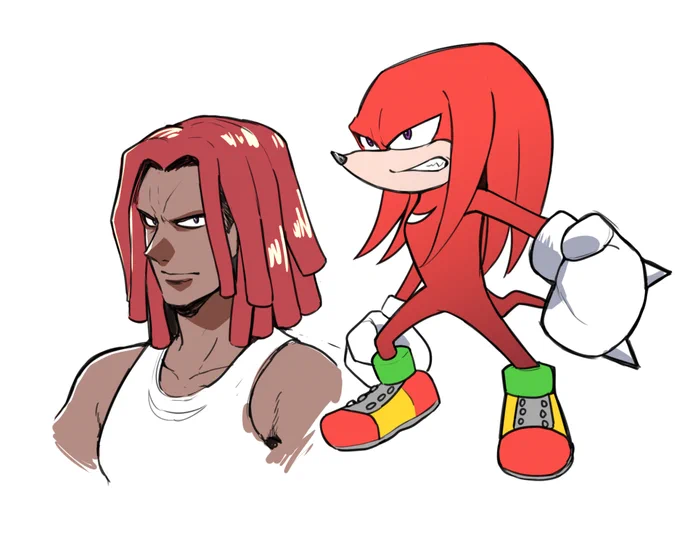 イキオイと出来心#KnucklesTheEchidna #ShadowTheHedghehog #sonicfanart 