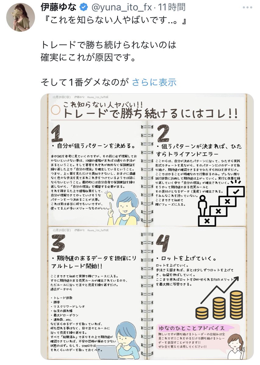 yg_fxtrader's tweet photo. 【朗報】
私事で恐縮ですが、経験を元に考え抜いて作った渾身の図解ポストがフォロワー1万人超えの発信者さんにフルコピペしていただきました。有益さを物語ってますね。
ただ、考え方が広まるのは嬉しいけどせめて引用とかメンションとかして欲しかったなーさすがに。待ってるで笑フォローもな笑 https://t.co/qYv1pZNfBh