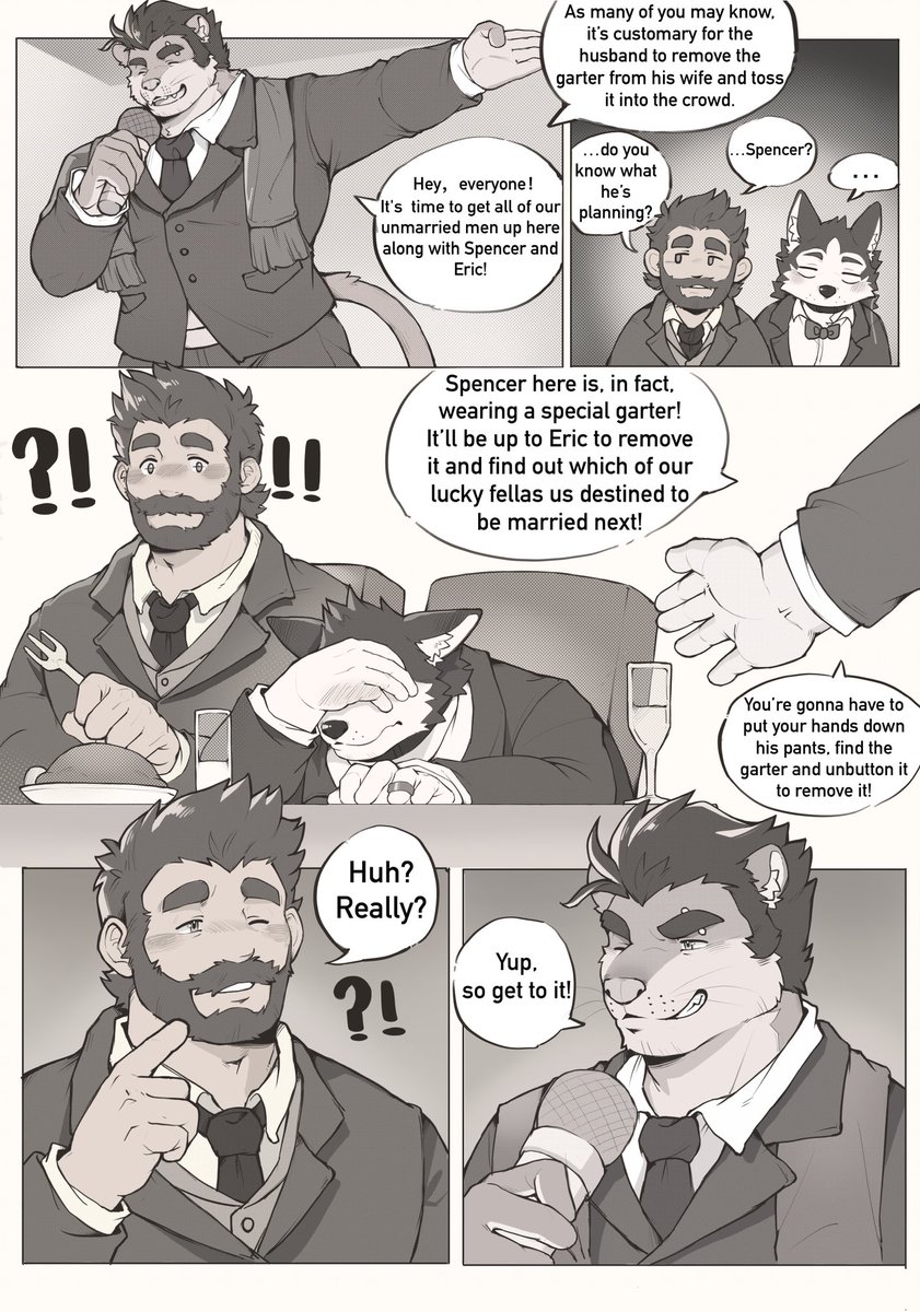 Edamrit's tweet image. [The reading order is from left to right]
I drew a short comic for Spencer's wedding farce, and I hope everyone likes it 🎾🥺