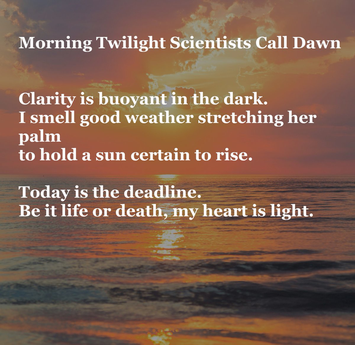 nfinitethinking's tweet image. Poem-Mike Wilson, photo-Sebastian Gabriel, appeared in Piker Press

#mikewilsonauthor #peace #light