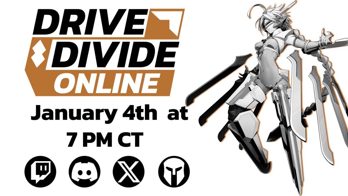 DriveDivide's tweet photo. Registration for the next Drive Divide Online on January 4th is now open! Come join the first Drive Divide Online of 2025!

Bracket: https://t.co/bQPQaLQxNc
Matcherino: https://t.co/PqC8aXfJlP
Stream: https://t.co/MlcCSCiaLP https://t.co/G0Pb34IAD5