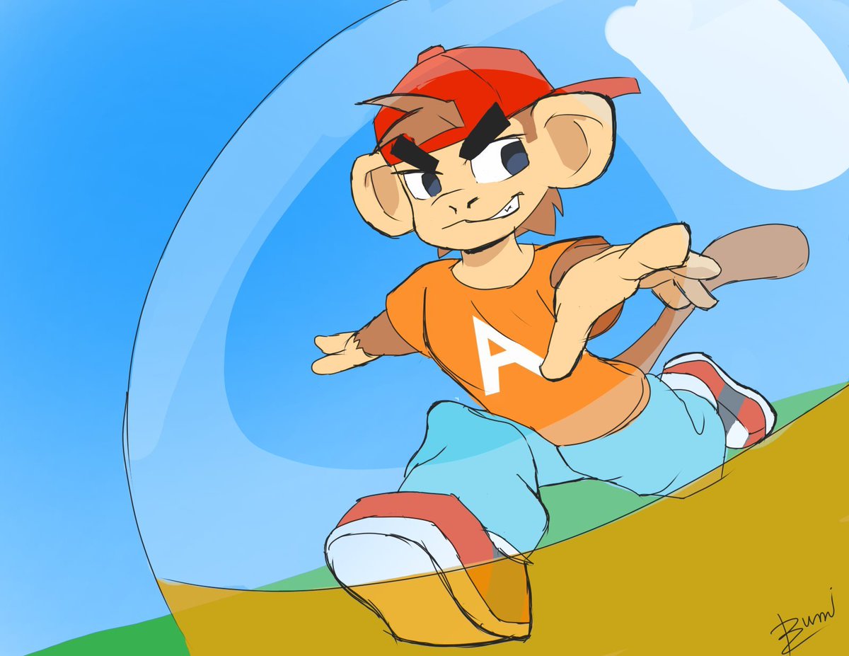 Figuring my way around Procreate and figured I'd sketch out this cool guy. You think he'd play monkey ball? 🧐