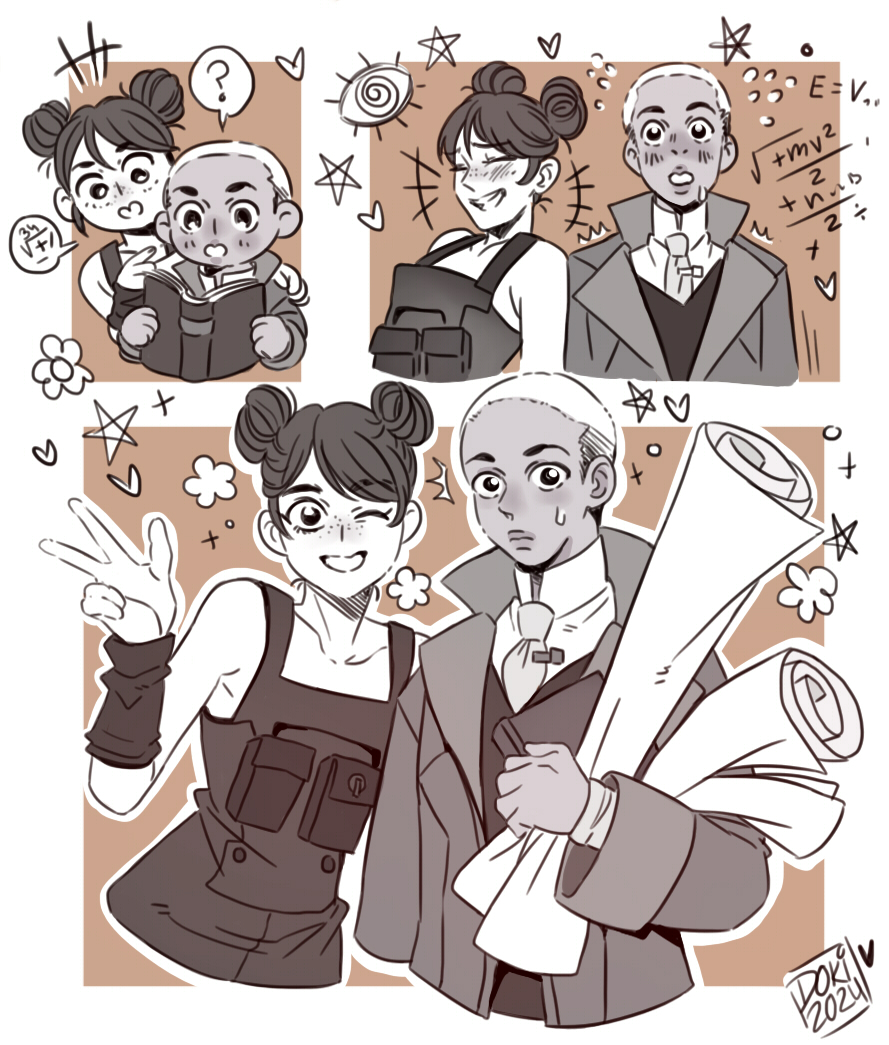 Dokinana's tweet photo. Ekko x Powder AU ✧*。
I love the designs in Ekko's art book  I want to draw it.
#TimeBomb