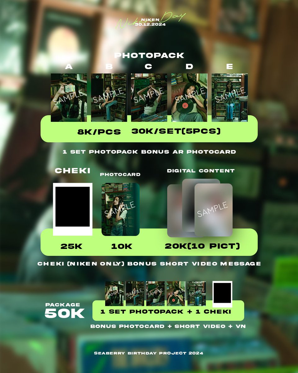 seaberryidol's tweet photo. ——
We present to you NIKEN's birthday project.
You can order all the birthday merch via https://t.co/6xSWRPxlil
Pre-Order period : 30 December 2024 - 14 January 2025
Estimate production : 1-2 weeks
#SEABERRY #idollokalrisingup #idolsurabaya #surabaya https://t.co/VUhdebdCbI