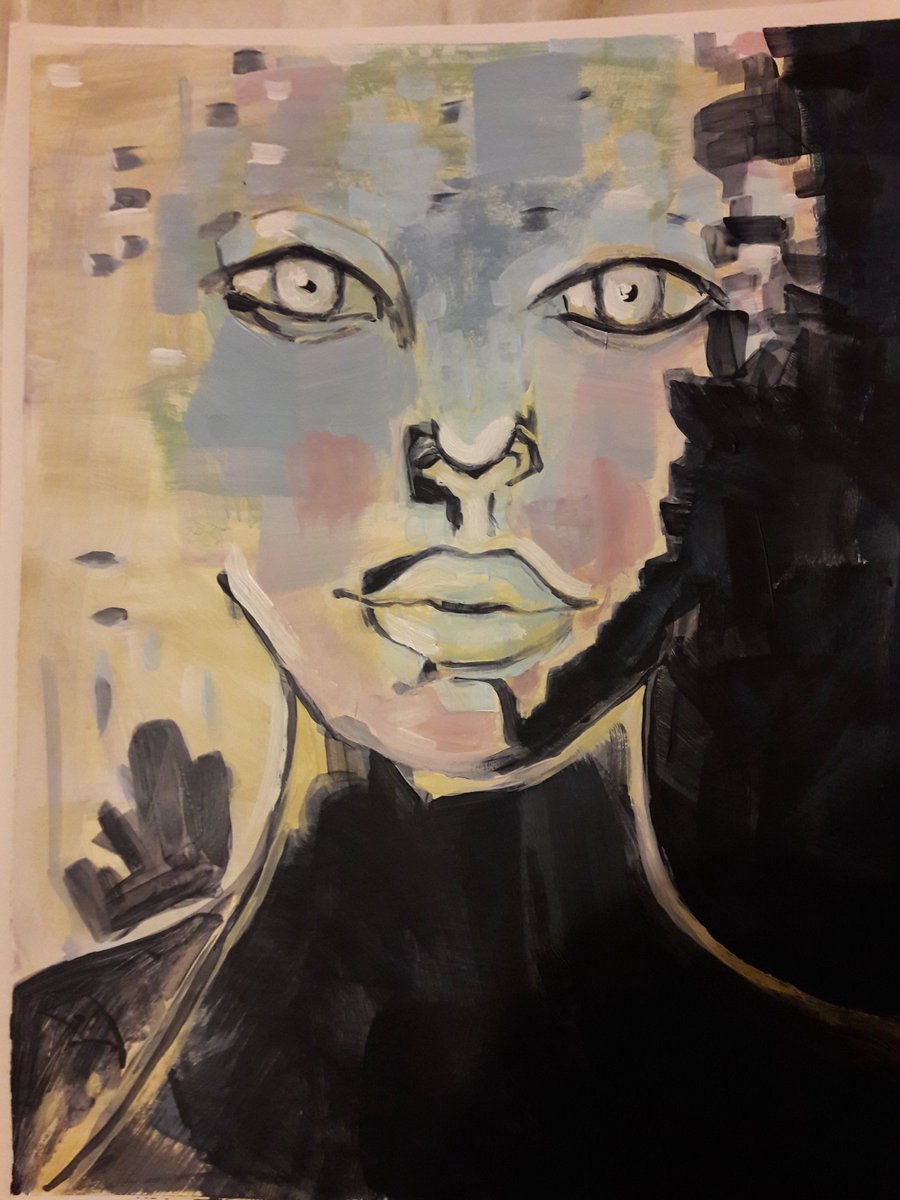 tina_kunst's tweet photo. My AI painting of Chat GPT, if it was a girl. She is called Chat GPT, an acrylic painting on watercolor paper. #abstractart #abstractportraits #acrylicpainting #wallart #art https://t.co/84j7TlzYa3