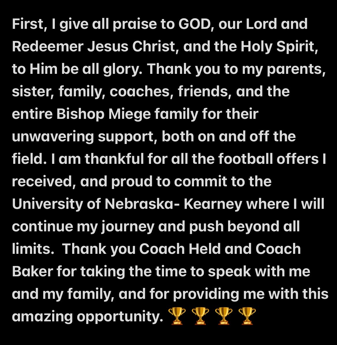 Phìl Jones Jr (@philjonesjr60) on Twitter photo COMMITTED!! to <a href="/UNK_Football/">UNK Football</a> 💛💙
Shout out to my future teammates, Let's go achieve greatness and make our mark!
#POWEROFTHEHERD
#LOPESUP #GOLOPERS 🏆 🏆 🏆 🏆
<a href="/CoachRHeld/">Ryan Held</a>
<a href="/CoachNateBaker/">Nate Baker</a>
<a href="/BishopMiege_FB/">Bishop Miege Football 🏈</a>
<a href="/coachjonholmes/">Jon Holmes</a> <a href="/healthyjava1/">Coach Ray Williams</a> <a href="/grunny61/">Tim Grunhard</a> <a href="/KaelinKey/">Kaelin Key</a> COMMITTED!! to <a href="/UNK_Football/">UNK Football</a> 💛💙
Shout out to my future teammates, Let's go achieve greatness and make our mark!
#POWEROFTHEHERD
#LOPESUP #GOLOPERS 🏆 🏆 🏆 🏆
<a href="/CoachRHeld/">Ryan Held</a>
<a href="/CoachNateBaker/">Nate Baker</a>
<a href="/BishopMiege_FB/">Bishop Miege Football 🏈</a>
<a href="/coachjonholmes/">Jon Holmes</a> <a href="/healthyjava1/">Coach Ray Williams</a> <a href="/grunny61/">Tim Grunhard</a> <a href="/KaelinKey/">Kaelin Key</a>