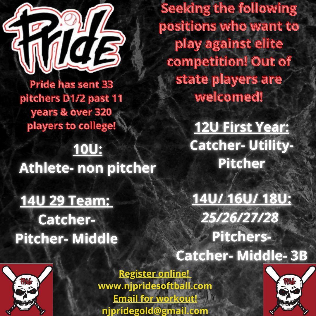 NJ Pride Softball (@njpridegold) on Twitter photo Looking for a few players for 2025. Come train with us. OOS players welcome <a href="/FastPitchOnline/">FastPitchOnline 2025</a> <a href="/BlackCatFP/">Black Cat Fastpitch</a> <a href="/GPER/">George Perlotto</a> <a href="/ExtraInningSB/">EXTRA INNING SOFTBALL</a> Looking for a few players for 2025. Come train with us. OOS players welcome <a href="/FastPitchOnline/">FastPitchOnline 2025</a> <a href="/BlackCatFP/">Black Cat Fastpitch</a> <a href="/GPER/">George Perlotto</a> <a href="/ExtraInningSB/">EXTRA INNING SOFTBALL</a>