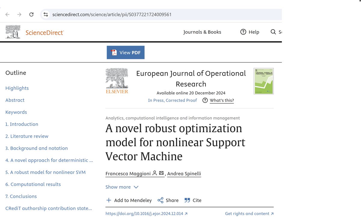 Francy_Maggioni's tweet image. Happy to share this new article "A novel robust optimization model for nonlinear Support Vector Machine" available in European Journal of Operational Reseach, joint work with A. Spinelli:
sciencedirect.com/science/articl…
#machinelearning #classification #robustoptimization