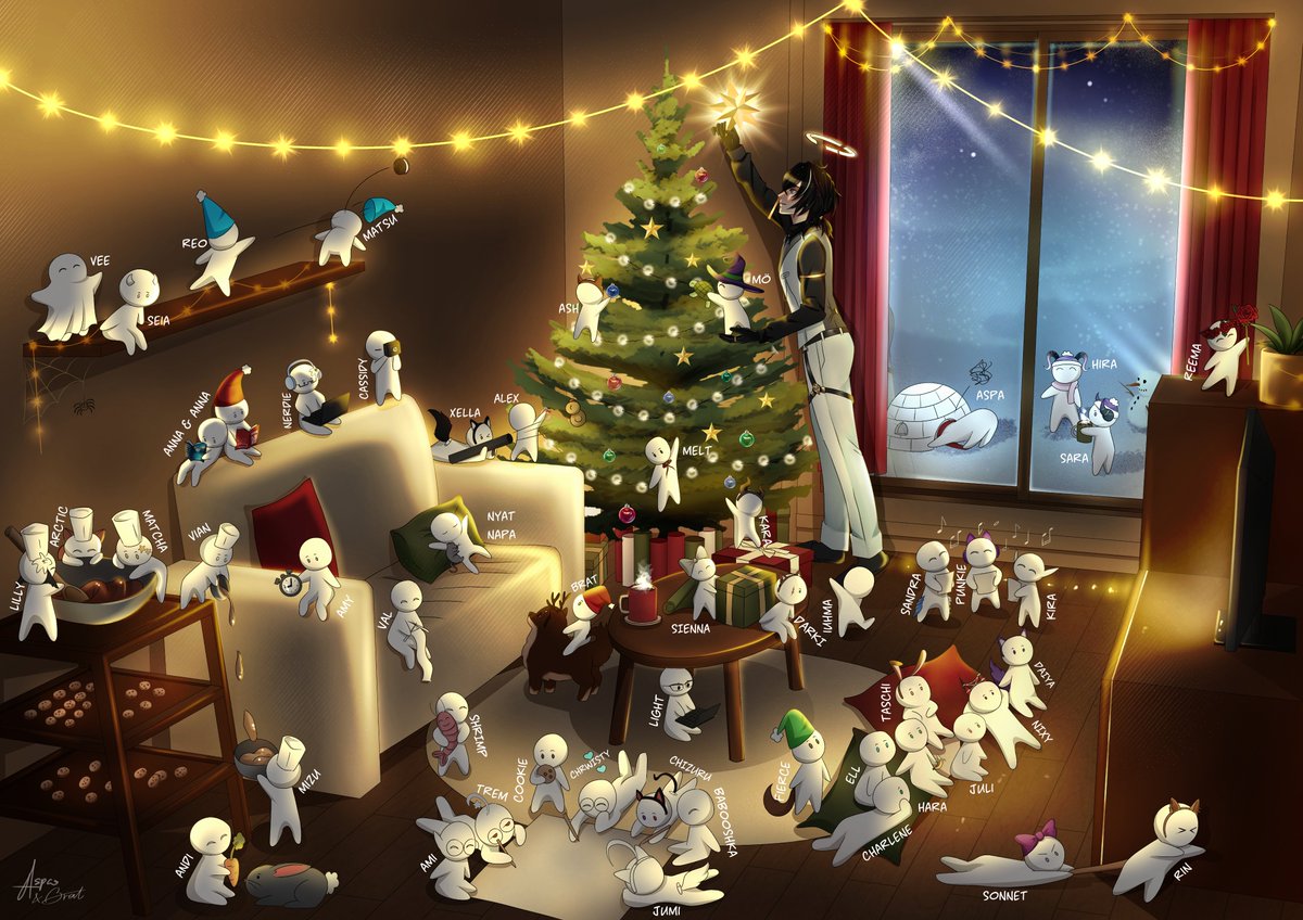 A Christmas home, warm and divine, 
where fallen wings and joy align.🎄

A little belated Christmas gift for the community from <a href="/azerusbrat/">brat</a> and I, it's been an honor working on this with you <3 
#snowzeru #AzeruArt