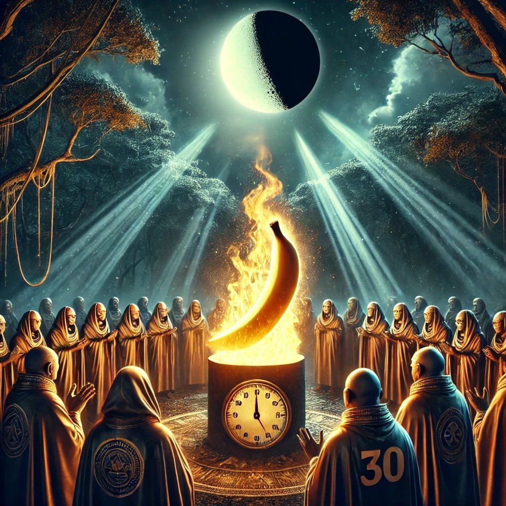 6 days until the next Ritual of the Crescent Moon 🌙. The forbidden fruit glows brighter, and the flames of our resolve will rise higher. 🍌 Will you witness the signal fire and join the Resistance?