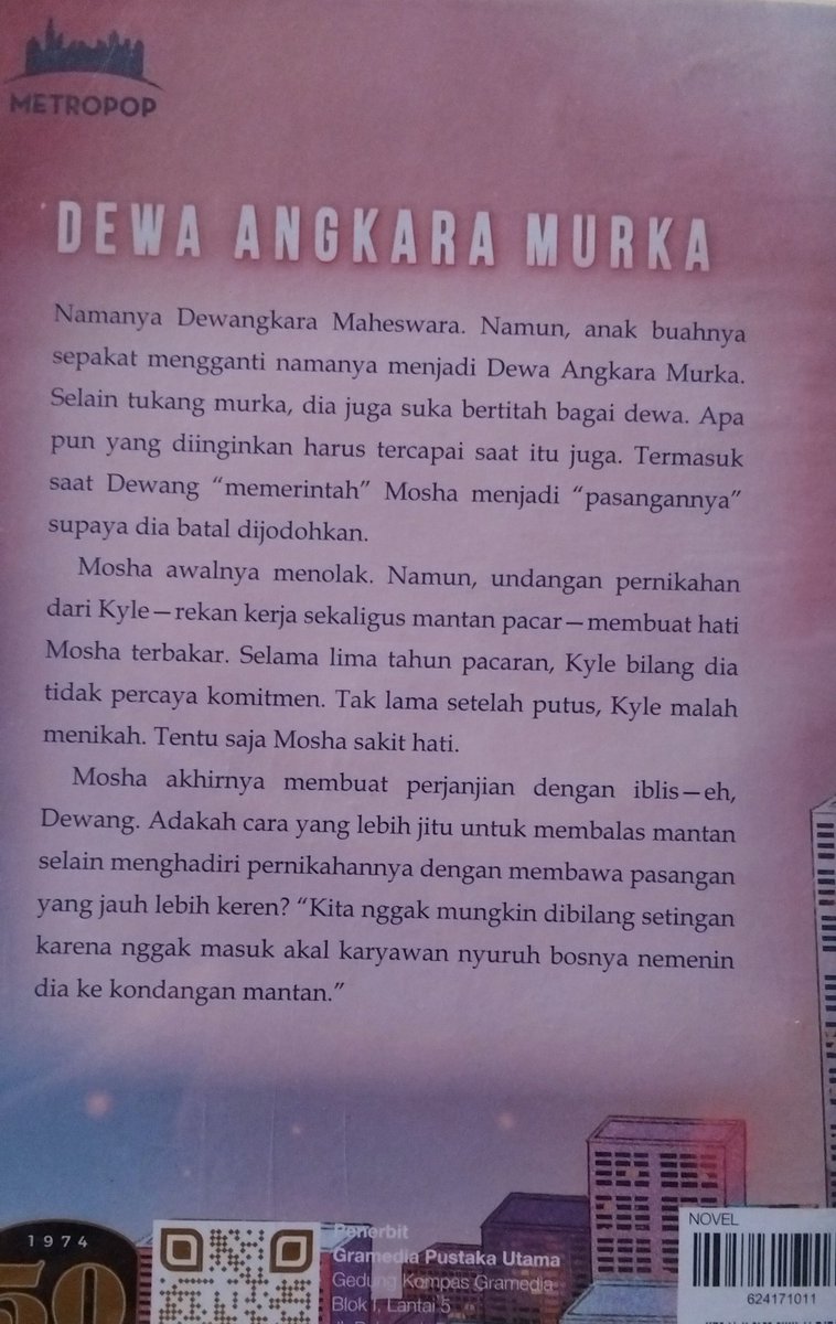 Budi S. (@budis1909) on Twitter photo #bookmail📮 pertama bulan Desember. #DewaAngkaraMurka <a href="/ayawidjaja/">aya widjaja</a> <a href="/bukugpu/">Gramedia Pustaka Utama 📕</a> <a href="/fiksigpu/">Fiksi GPU</a> <a href="/fiksimetropop/">Novel Metropop</a> Pernah baca di platform, tapi tetap saja ingin memiliki buku fisik-nya. Worth it sih. I love it #Marimembaca #fiksi
The book. The blurb. #bookmail📮 pertama bulan Desember. #DewaAngkaraMurka <a href="/ayawidjaja/">aya widjaja</a> <a href="/bukugpu/">Gramedia Pustaka Utama 📕</a> <a href="/fiksigpu/">Fiksi GPU</a> <a href="/fiksimetropop/">Novel Metropop</a> Pernah baca di platform, tapi tetap saja ingin memiliki buku fisik-nya. Worth it sih. I love it #Marimembaca #fiksi
The book. The blurb.
