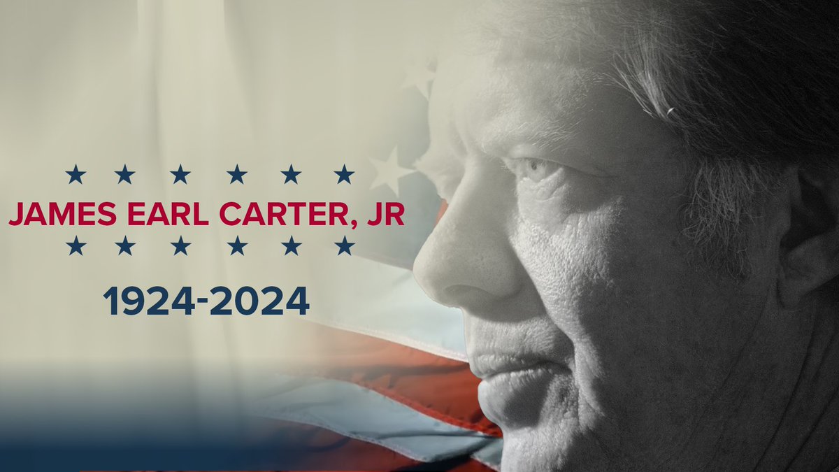 Barchart's tweet photo. Jimmy Carter, America’s longest-living President, has died at the age of 100 https://t.co/CjbYeh8UBk