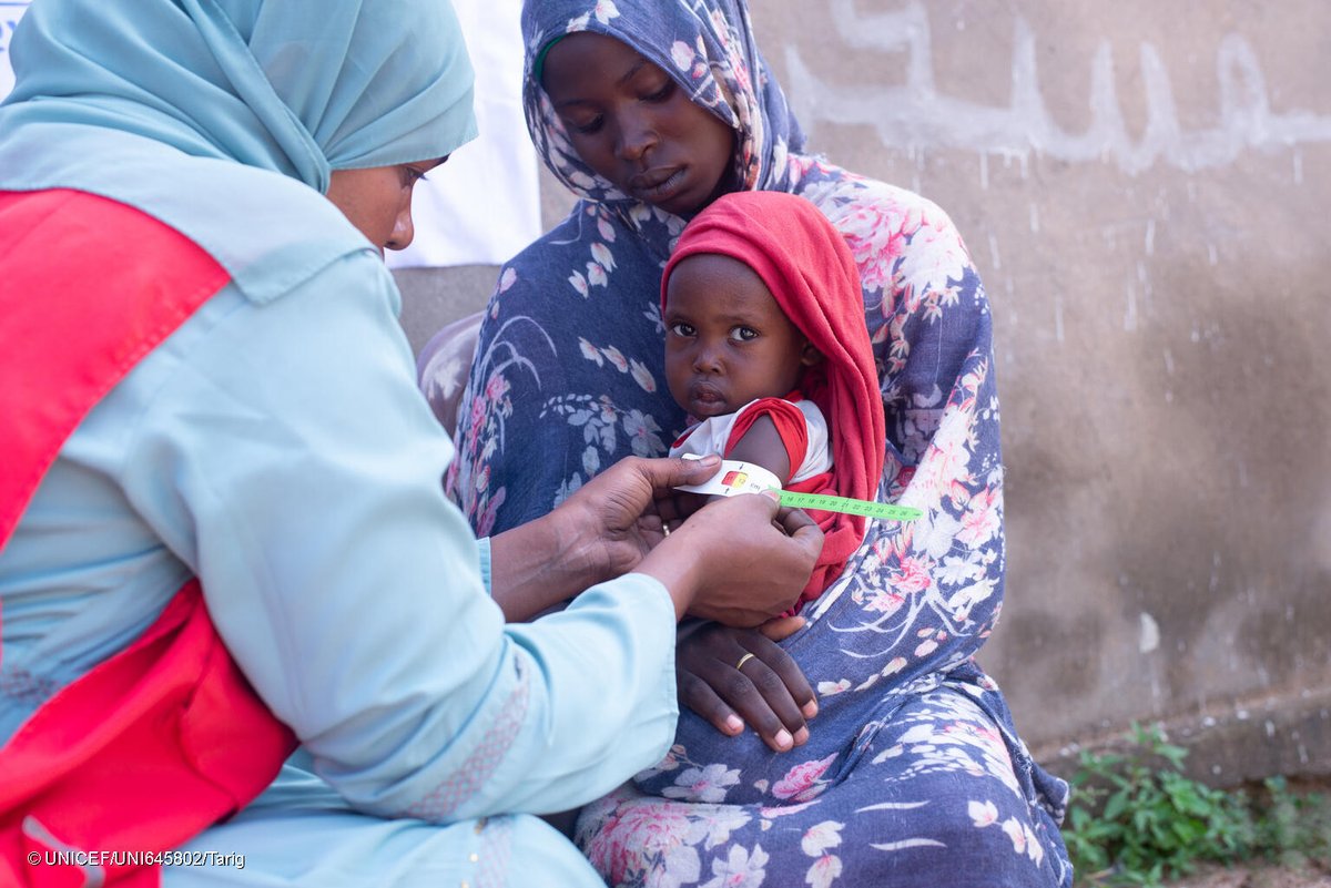 UNICEF's tweet image. Insecurity
Flooding
Inaccessible roads

Despite challenges, UNICEF and partners are working to screen children in Sudan for malnutrition and provide them with essential nutritional treatments.