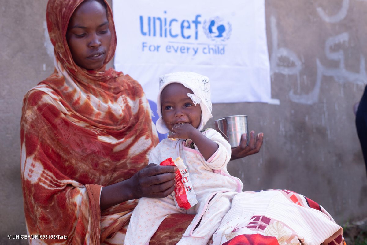 UNICEF's tweet image. Insecurity
Flooding
Inaccessible roads

Despite challenges, UNICEF and partners are working to screen children in Sudan for malnutrition and provide them with essential nutritional treatments.