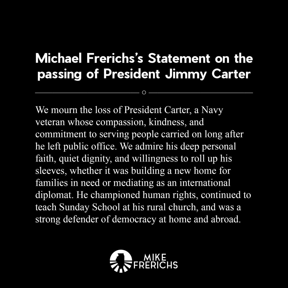 My statement on the passing of President Jimmy Carter