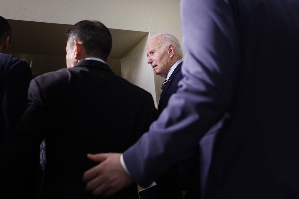 St. Croix, USVI — Biden, speaking on the death of Jimmy Carter, appeared grief-stricken. He apologized to press for keeping us waiting, saying he was on the phone with the family. Photos by <a href="/tombrennerphoto/">Tom Brenner</a>