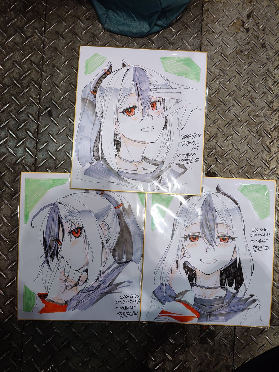 鬼方カヨコ(ブルアカ) 「色紙を描きました。宜しくお願い致します。」|カタセミナミ　原稿中のイラスト