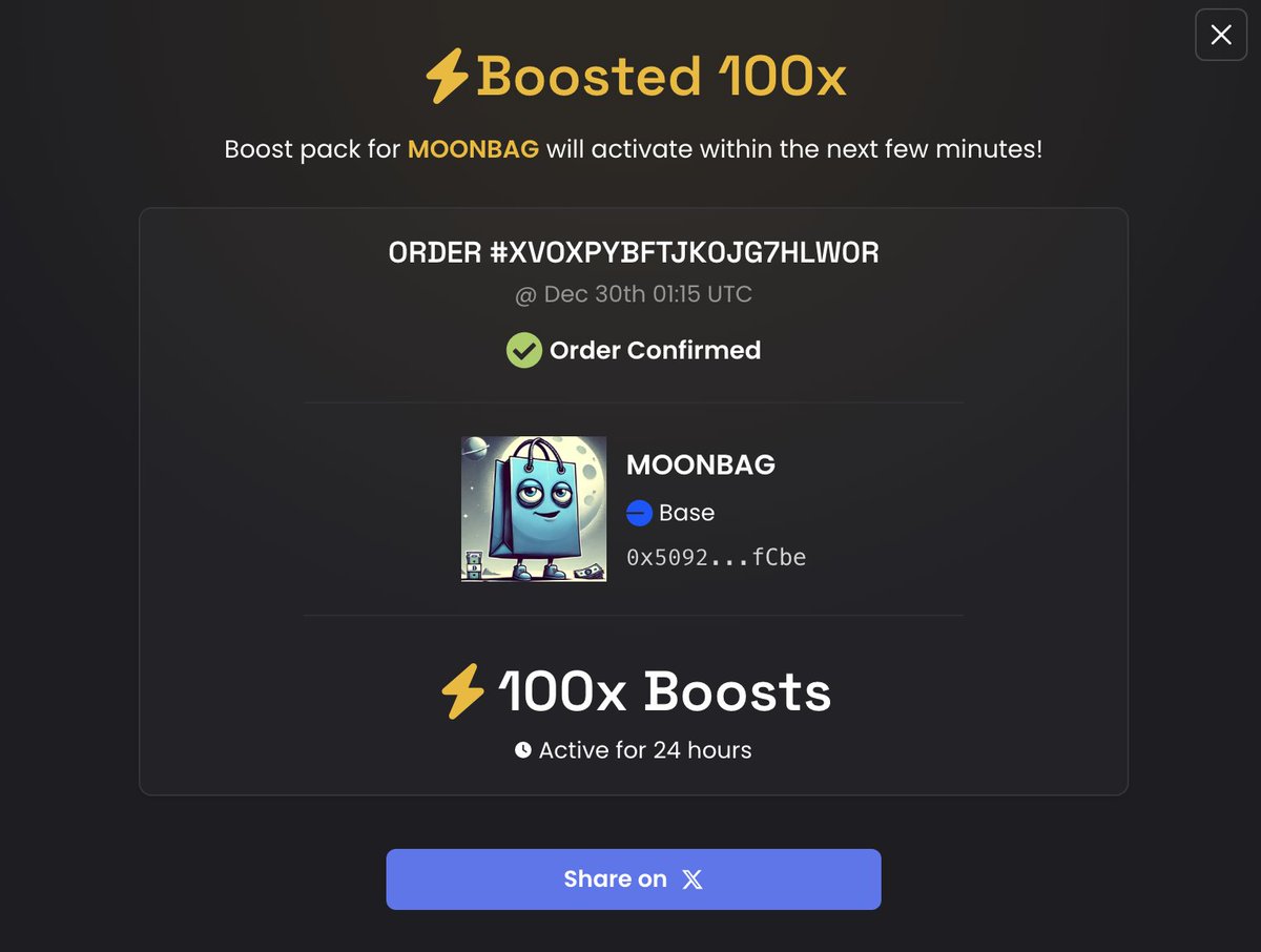 MoonbagOnBase's tweet photo. ⚡ Boosted 100x #MOONBAG on DEX Screener!
https://t.co/ZUpBTqw6qO https://t.co/TVmsFueHbs