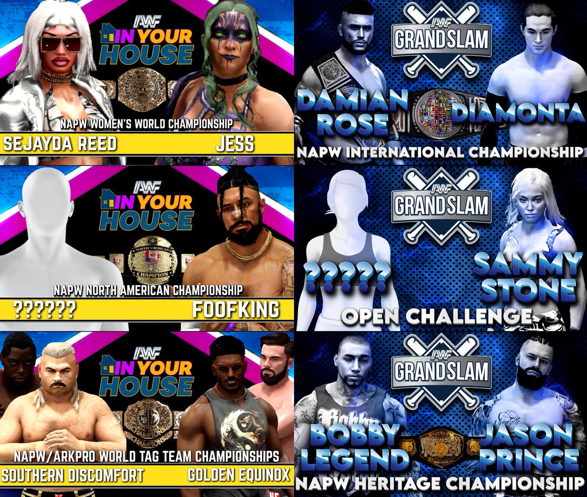 NorthAmericanPW's tweet image. 🏠NAPW: Blast From The Past Week
⚾️Day 3: AWF In Your House/Grand Slam
🏠Saturday, January 11th, 2025
⚾️LIVE on Twitch + YouTube

#NAPW #EFED #WoW #GOW #BlastFromThePast