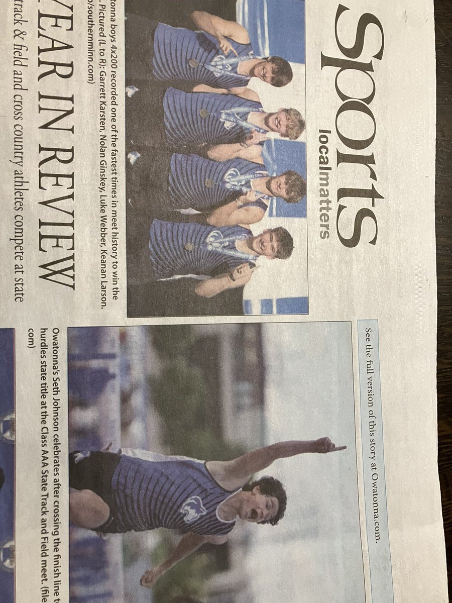 Weekend Peoples Press, Great Season, Double State Champs! and 3 out of 5 were Juniors…. Big Senior year??!!
