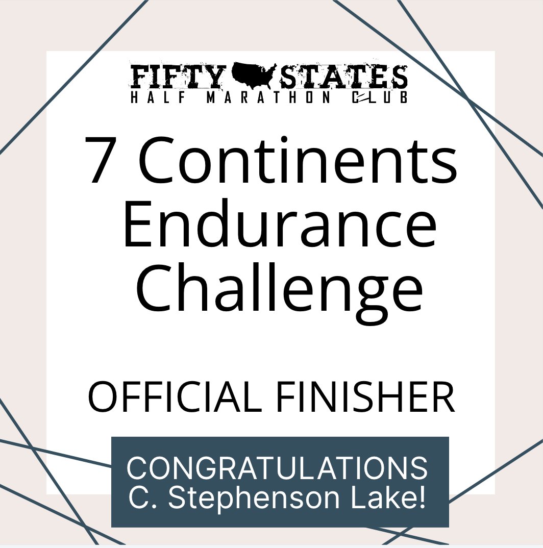 Congratulations to C. Stephenson Lake, from Houston, Texas, for completing the 7 Continents Endurance Challenge, running a half marathon on each of the seven continents. #run7continents #running #halfmarathon #50stateshalfmarathonclub