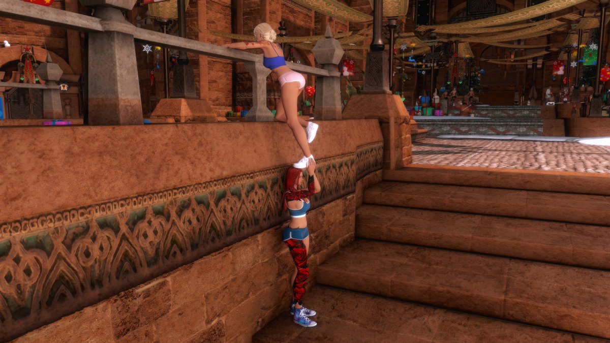 Ayleth: "You realize we are literally ten feet from the top of the steps?"
Kira: "Shhh, Ninja at work!"
Ayleth: "literally ten feet..."
Kira: "I am invisible!"
Ayleth: "Bless your heart..."

@Aylethlanxiv

#GPOSERS #Midlanders_Today #EorzeaPhotos