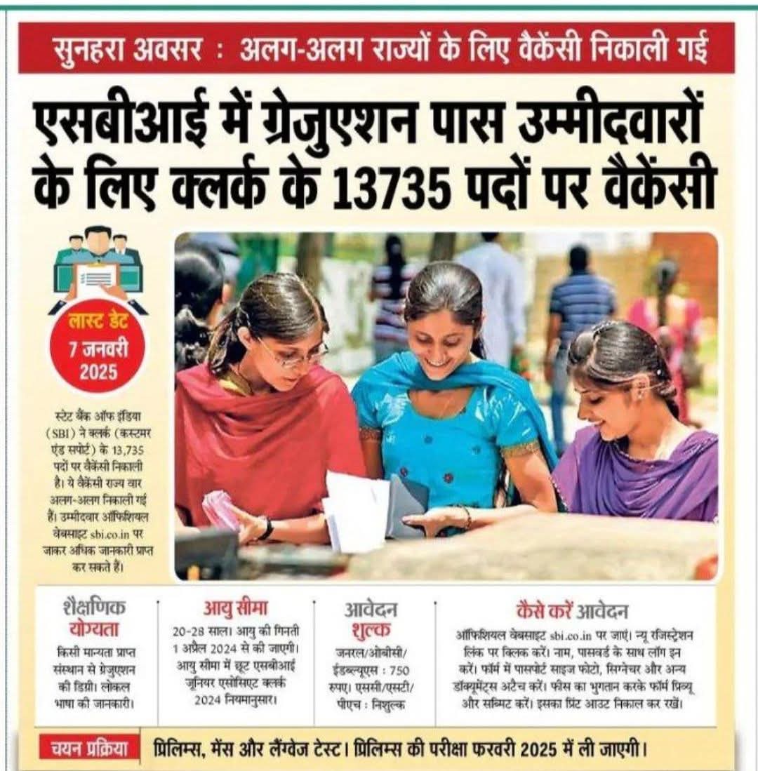 सुनहरा अवसर: अलग अलग राज्यों के लिए वैकेसी निकाली गई #vandaaginside