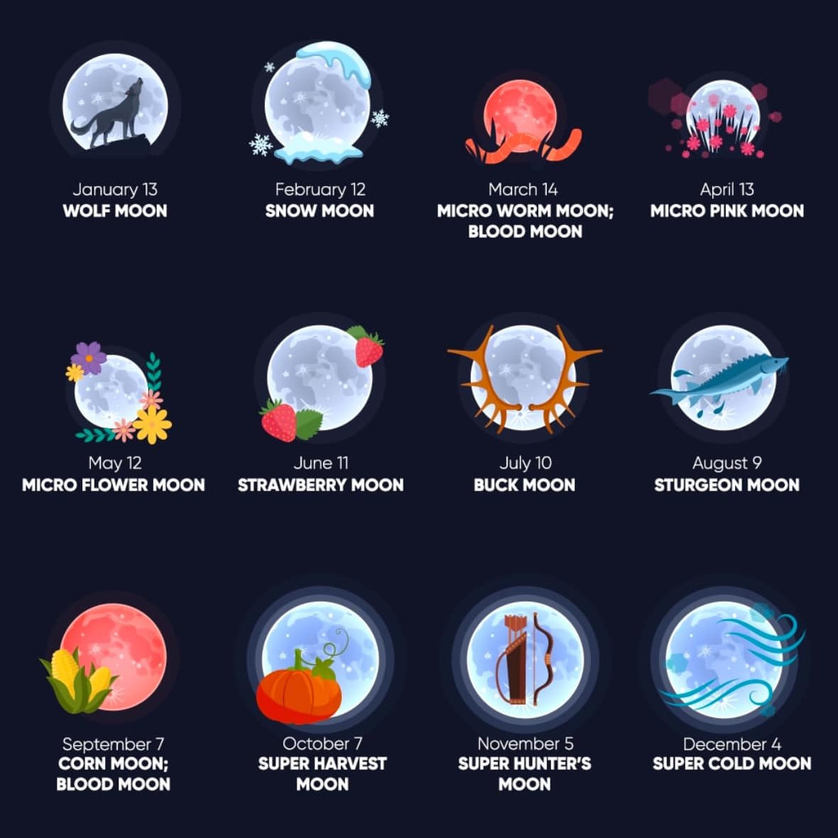 DKAstrology's tweet photo. The Full Moons of 2025. https://t.co/vo4ikVRGD4