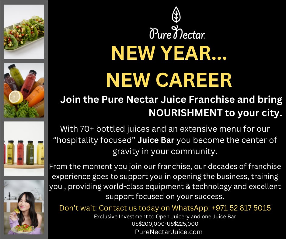 PureNectarJuice's tweet photo. New Year, New Career...Pure Nectar Juice Franchise https://t.co/nkdheBWS2h