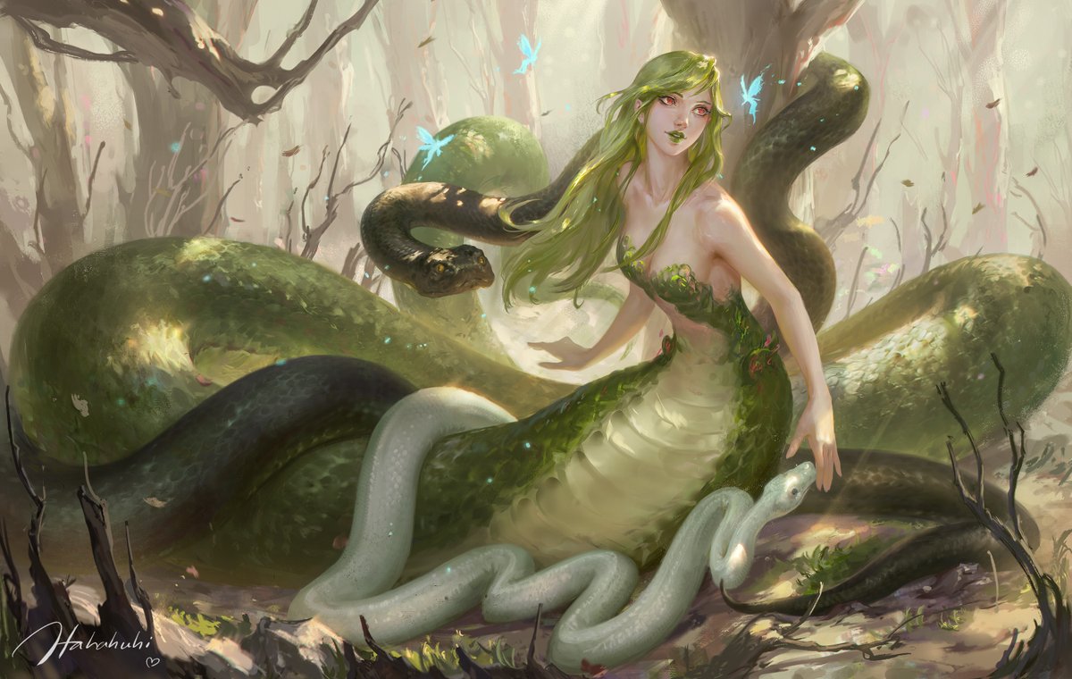 Here we go :))   
Some snake for 2025-year of snake :D
Finally I finished it. Tried high key mood on this piece :D