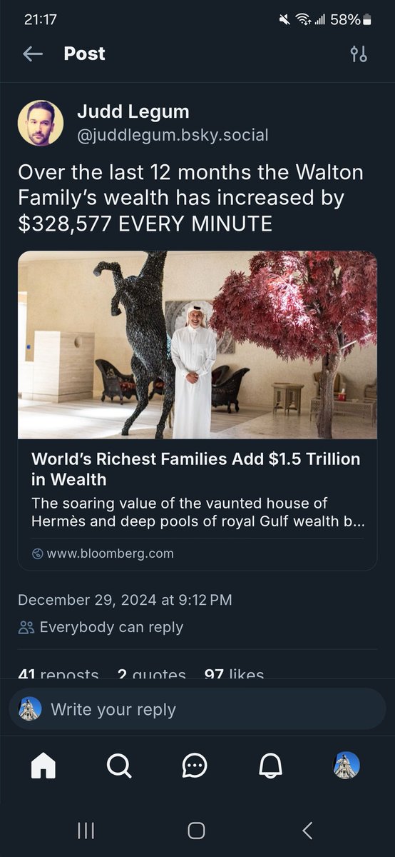 LibWhiteMaleVet's tweet photo. The Walton family (Walmart) makes this kind of money while firing workers and fighting unions. 

Stop the oligarchy 👎 https://t.co/RQaUuYyuxD