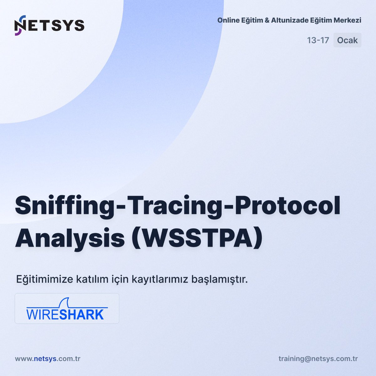 netsysbilisim_'s tweet image. Registration for participation in our Sniffing – Tracing – Protocol Analysis (WSSTPA) Training, which will be held from 13 to 17 January 2025, has started.

For registration: training@netsys.com.tr

#NETSYSBilişim #WSSTPA #NetworkAnalysis #Training