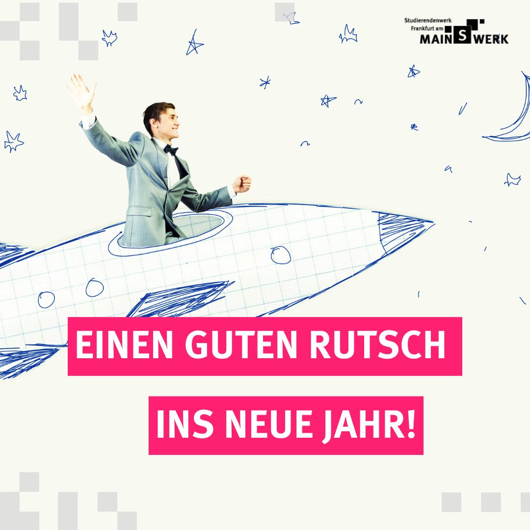 studiwerk_ffm (@studiwerk_ffm) on Twitter photo Wir wünschen Euch einen guten Rutsch ins neue Jahr. Hoffentlich hattet Ihr schöne Feiertage und seid erholt. Startet durch und lasst es heute richtig krachen😊 Anfang Januar sehen wir uns auf dem Campus wieder! Wir wünschen Euch einen guten Rutsch ins neue Jahr. Hoffentlich hattet Ihr schöne Feiertage und seid erholt. Startet durch und lasst es heute richtig krachen😊 Anfang Januar sehen wir uns auf dem Campus wieder!