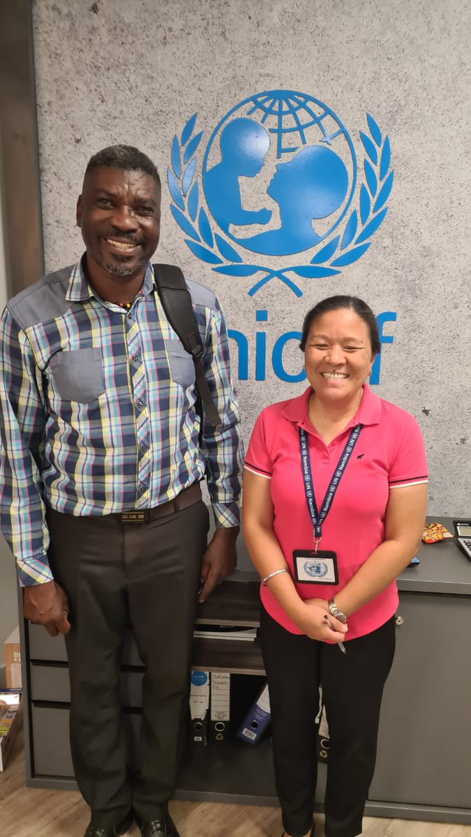 Almost end of the year at UNICEF Namibia. Last visit of the year? Thank you Mr. Simon Amwiindili (Warrant officer from GBVVP DIVISION NAMPOL), working with Ms. Catherine Tiongco, UNICEF to review documents together. Collaboration is the key.
