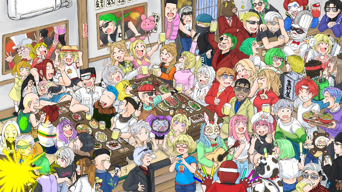 Yayoihitoyasumi's tweet image. 忘年会

描き納めです。今年も最高のストグラを観測させて頂きました。本当にありがとうございました！

#ストグラファンアート