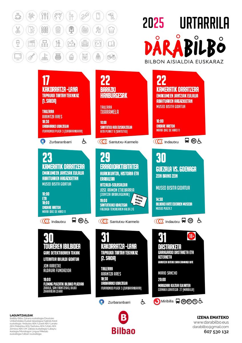 Urte berri on, darabilbotar. Urte berriko urtarrileko agenda prest duzue. Eman izena #darbilbo webgunean. #praktikatuetabizi #euskarazuzara #bilbo #euskalherria
