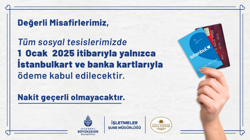 uptrink's tweet photo. #İBB sosyal tesisleri ile iştiraki #BELTUR’da, 1 Ocak 2025 itibarıyla nakit ödeme dönemi sona eriyor. Ödemelerde kredi kartı, banka kartı ve #İstanbulkart kabul edilecek. BELTUR’da İstanbulkart ile yapılan ödemelerde yüzde 10 nakit indirimi uygulanacak.
https://t.co/0ZOqYVejc9 https://t.co/0DO2gXjbOj