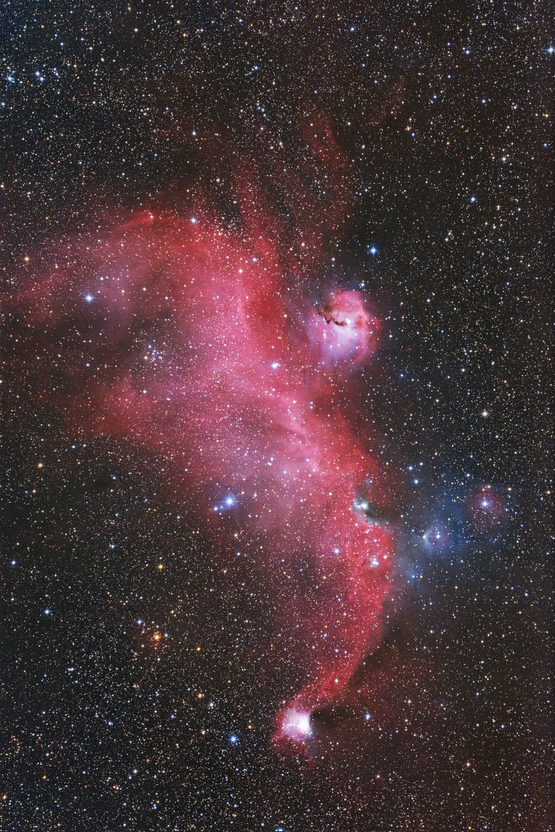 vdB141's tweet image. 回析対策のためスパイダーに植毛紙を貼り付けてみました。
12月26日撮影したものですが、淡い部分をどこまで出すか悩んで処理に時間が掛かりました。
露光　3分✕86枚(258分)
@宮崎県諸塚村
#Quattro150P #EOS6D