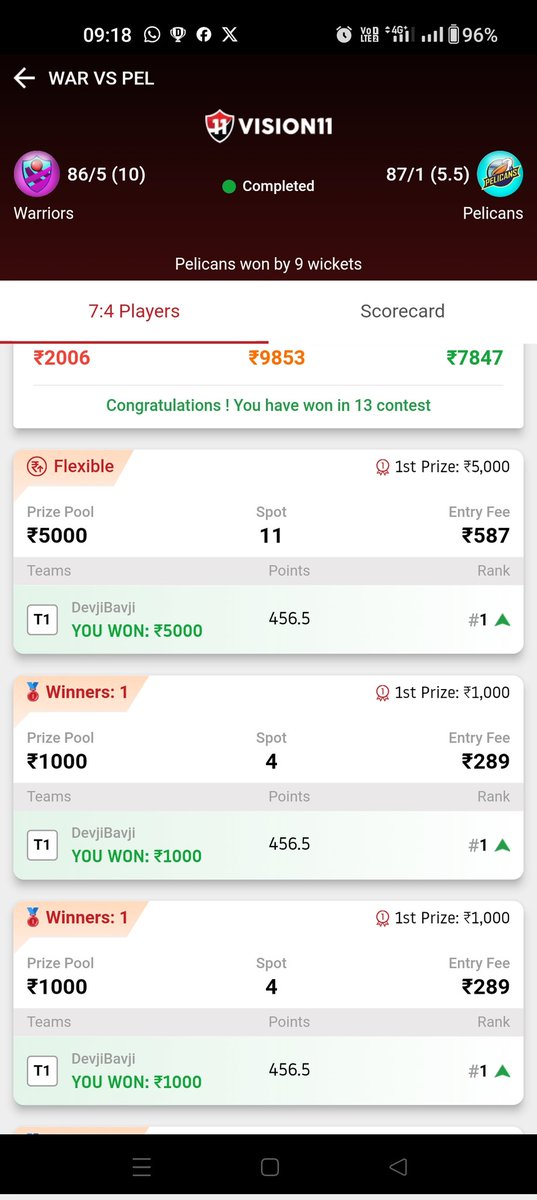 Barbadas t10 🤞 
#Vision11 #Fantasy
 #dream11 
Let's win some money 🏆
Man on mission ✌✌If you don't risk, you can't win.☺️
t.me/realguru07