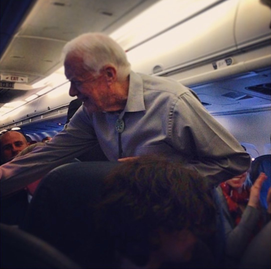 I met President Carter on a flight out of Atlanta. He introduced himself to every single passenger with a handshake &amp; unassuming hello. The brief moment revealed what we’ve all come to know-he was kind, generous, compassionate, a leader that left the nation he loved better.