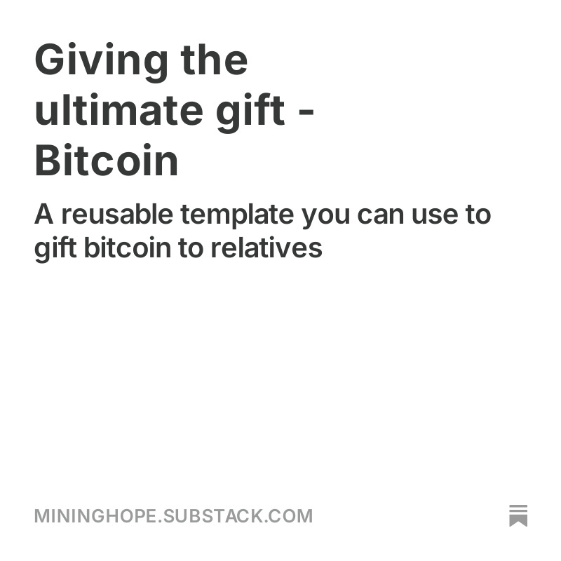 MiningHope's tweet image. Ever wondered how to gift bitcoin to family members that don't know the first thing about bitcoin and want to incentivize them to properly secure and to learn more? Here's my attempt: open.substack.com/pub/mininghope…