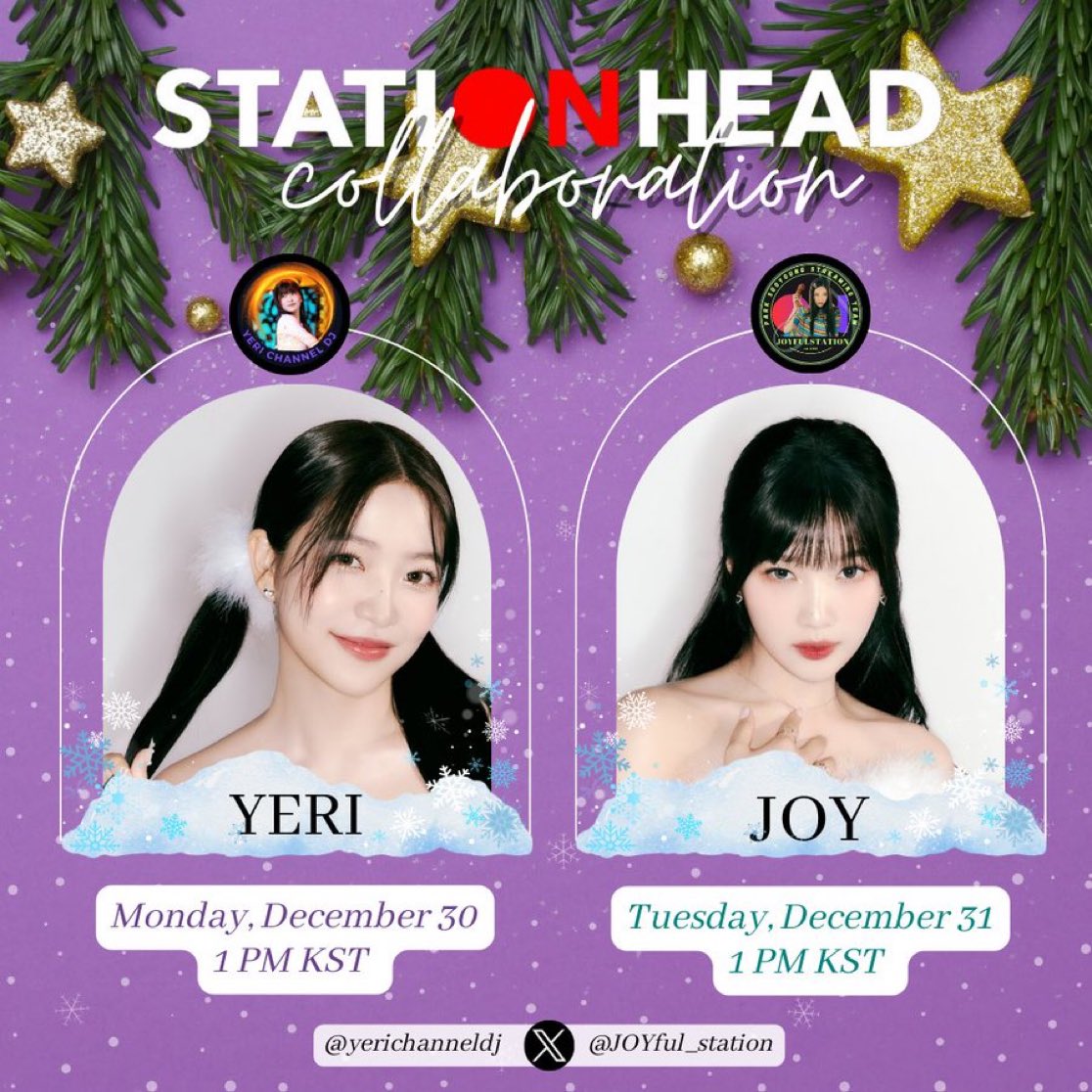 JOYful_station's tweet photo. 🎙️ NOW ON AIR 🎙️
Day 1 of our JOYRI Year-end @STATIONHEAD Streaming Party with @yerichanneldj is TODAY 💚💜
🗓️ Monday, December 30
⏰ 1 pm kst
🔗 https://t.co/Q4E9AeYwDl
🔗 https://t.co/0rbCzwnuOX
#JOY #조이 #YERI #예리
#JOYRI #RedVelvet @RVsmtown https://t.co/vk9SKfW1KR