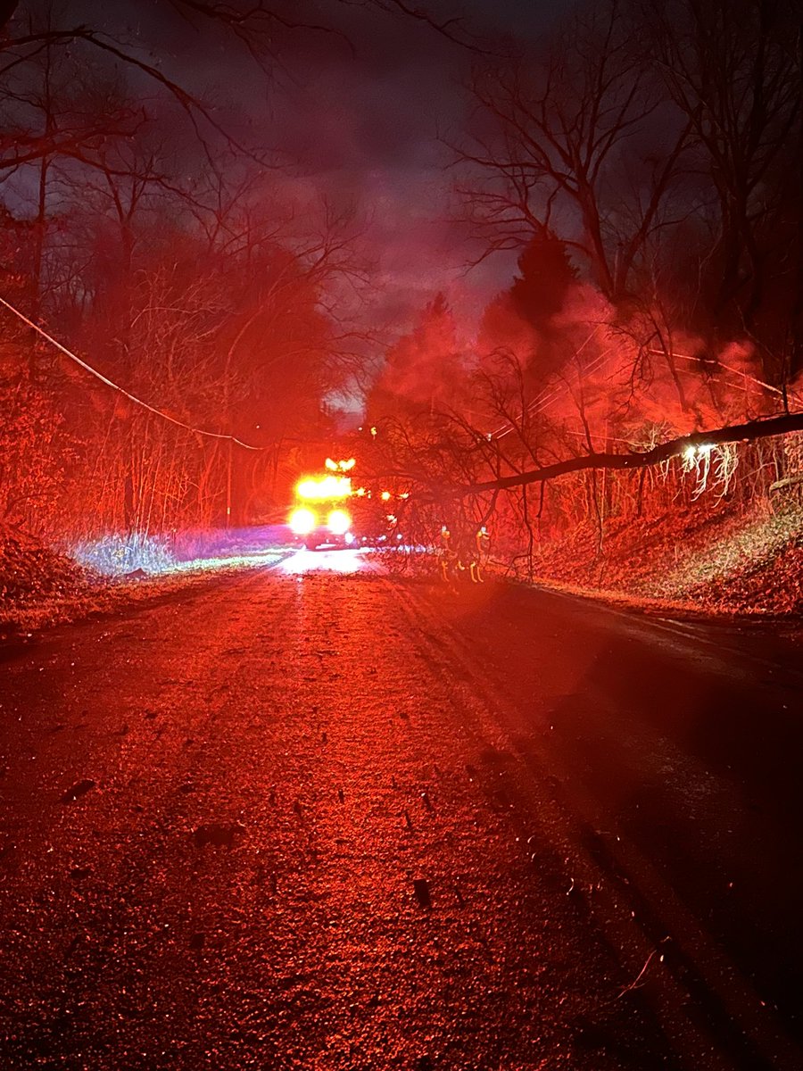 STFD130's tweet image. As of 10:45pm Fixler Road is impassible between Hartman Road and State Road. Trees and wires down.