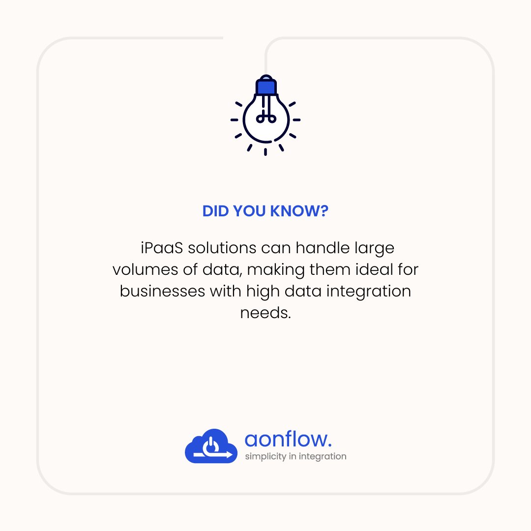 AonflowOfficial's tweet image. iPaaS solutions can handle large volumes of data, making them ideal for businesses with high data integration needs.

#iPaaS #DataIntegration #LargeData #BusinessesNeed
