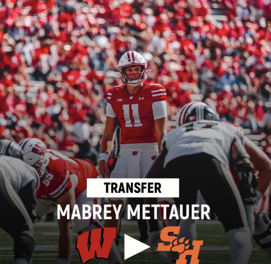 Sports of SHSU (@sportsofshsu) on Twitter photo <a href="/BearkatsFB/">Sam Houston Football</a> has picked up a commitment from Wisconsin transfer QB Mabrey Mettauer.
Mettauer who is from The Woodlands spent last season at Wisconsin and also held offers from Colorado, Ole Miss, Florida State and Arkansas among others coming out of HS. <a href="/BearkatsFB/">Sam Houston Football</a> has picked up a commitment from Wisconsin transfer QB Mabrey Mettauer.
Mettauer who is from The Woodlands spent last season at Wisconsin and also held offers from Colorado, Ole Miss, Florida State and Arkansas among others coming out of HS.