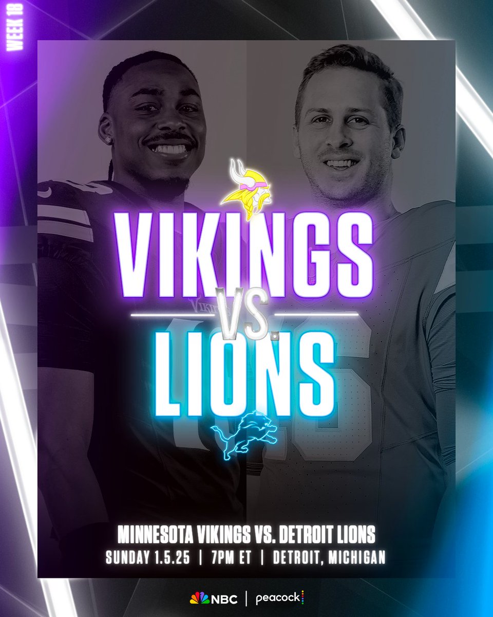 The biggest stage for the biggest matchup. 😤

The Vikings and Lions battle for the No. 1 seed in Week 18 on Sunday Night Football.