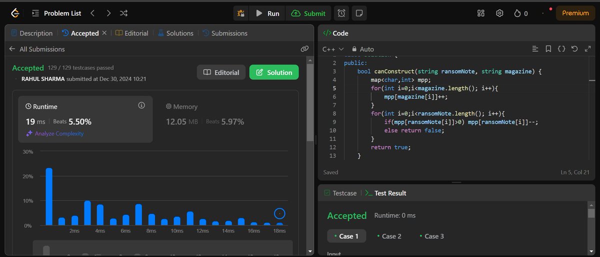rahulsharm_129's tweet image. 🚀 Day 87 of my #100DaysOfCodingChallenge 🚀
Today, I solved the LeetCode problem: Ransom Note .
#100DaysOfCode #Day87 #LeetCode #StringManipulation #ProblemSolving #CodingJourney