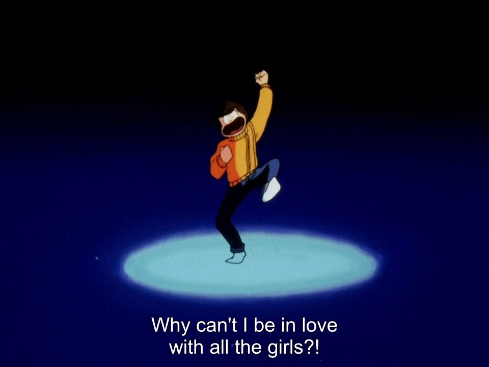 Ochan30's tweet photo. Yes...Ataru is having a harem breakdown and this is like the TV version of what gets further realized in the climax of Beautiful Dreamer!
#UruseiYatsura #LUM #ThoseObnoxiousAliens #Episode94 #AnimeRetroRewatch @DigiRanma https://t.co/A0FPDAIopC